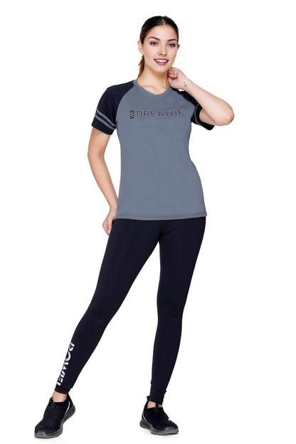 White Moon Women's Dry Fit Polyester T-Shirt (Grey)