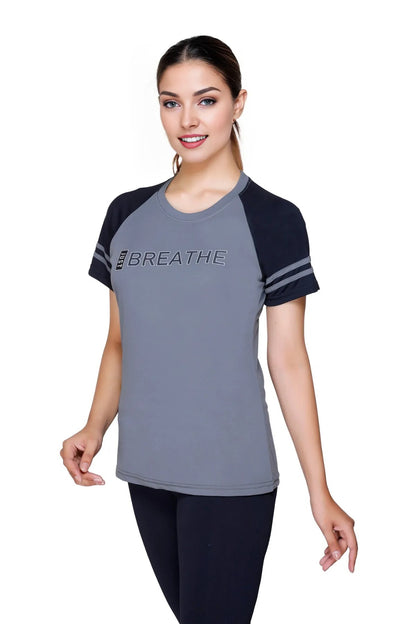 White Moon Women's Dry Fit Polyester T-Shirt (Grey)