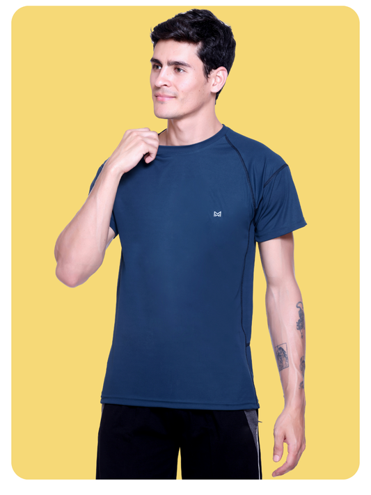 White Moon Gym T Shirt for Men Workout (Airforce)