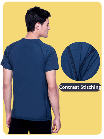 White Moon Gym T Shirt for Men Workout (Airforce)