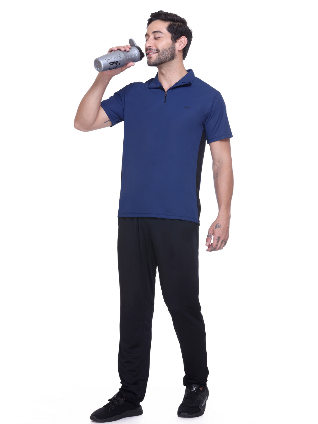 White Moon Gym T Shirt for Men Workout - Running, Dryfit Tshirt for Men (Airforce)