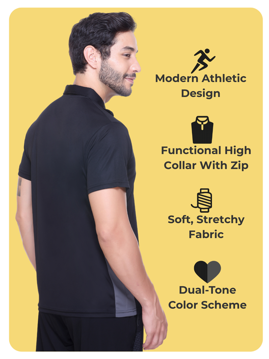 White Moon Gym T Shirt for Men Workout - Running, Dryfit Tshirt for Men (Black)