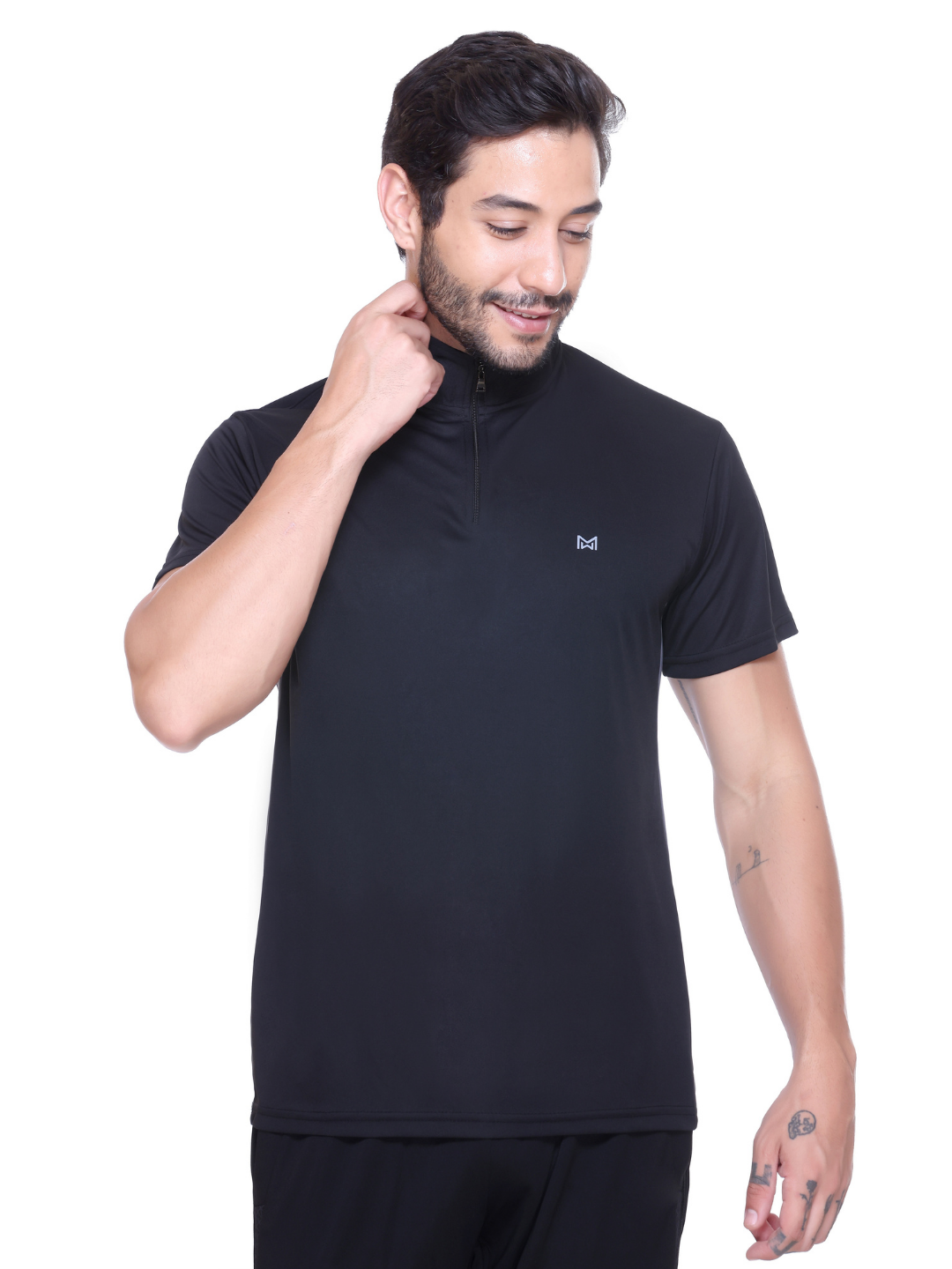 White Moon Gym T Shirt for Men Workout - Running, Dryfit Tshirt for Men (Black)
