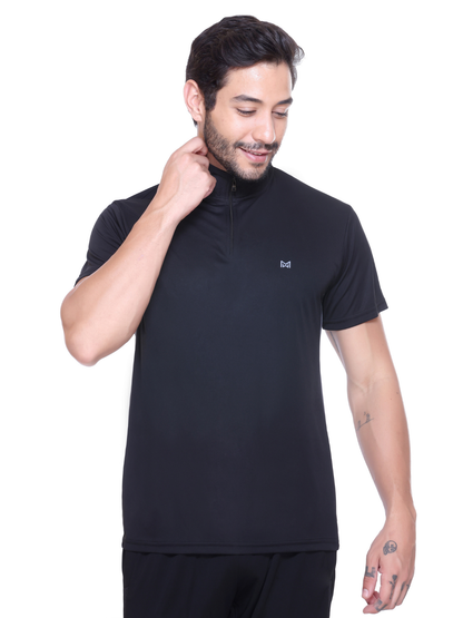 White Moon Gym T Shirt for Men Workout - Running, Dryfit Tshirt for Men (Black)