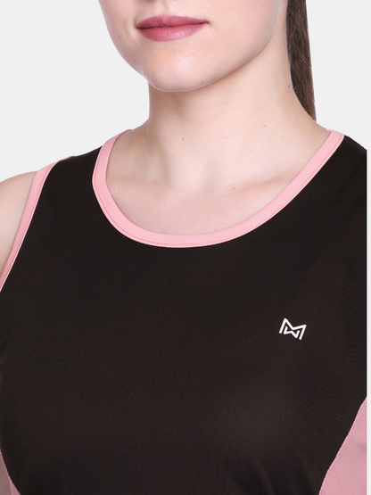 White Moon, Sleeveless Gym T Shirt for Women Workout (Black)