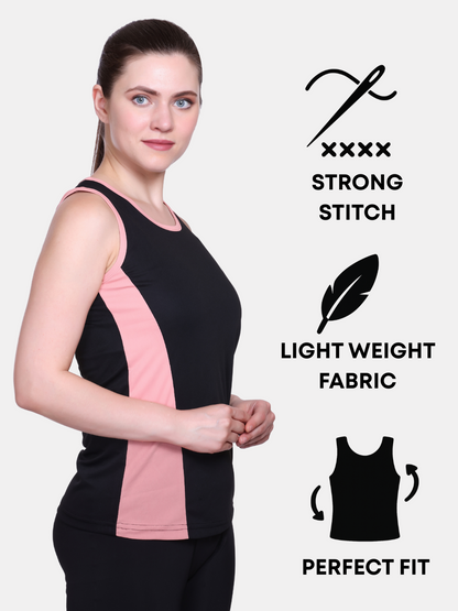 White Moon, Sleeveless Gym T Shirt for Women Workout (Black)