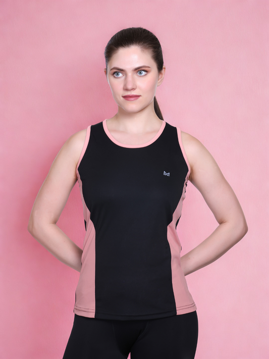 White Moon, Sleeveless Gym T Shirt for Women Workout (Black)