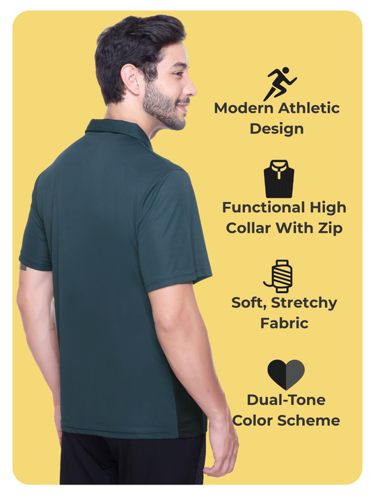 White Moon Gym T Shirt for Men Workout - Running, Dryfit Tshirt for Men (CGreen)