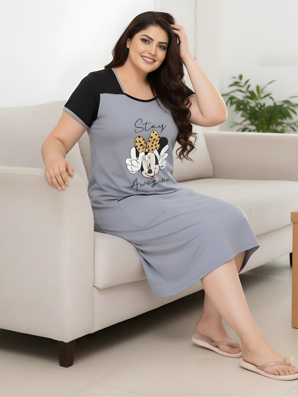Comfort Night Wear Series Plus Size Printed Night Dress