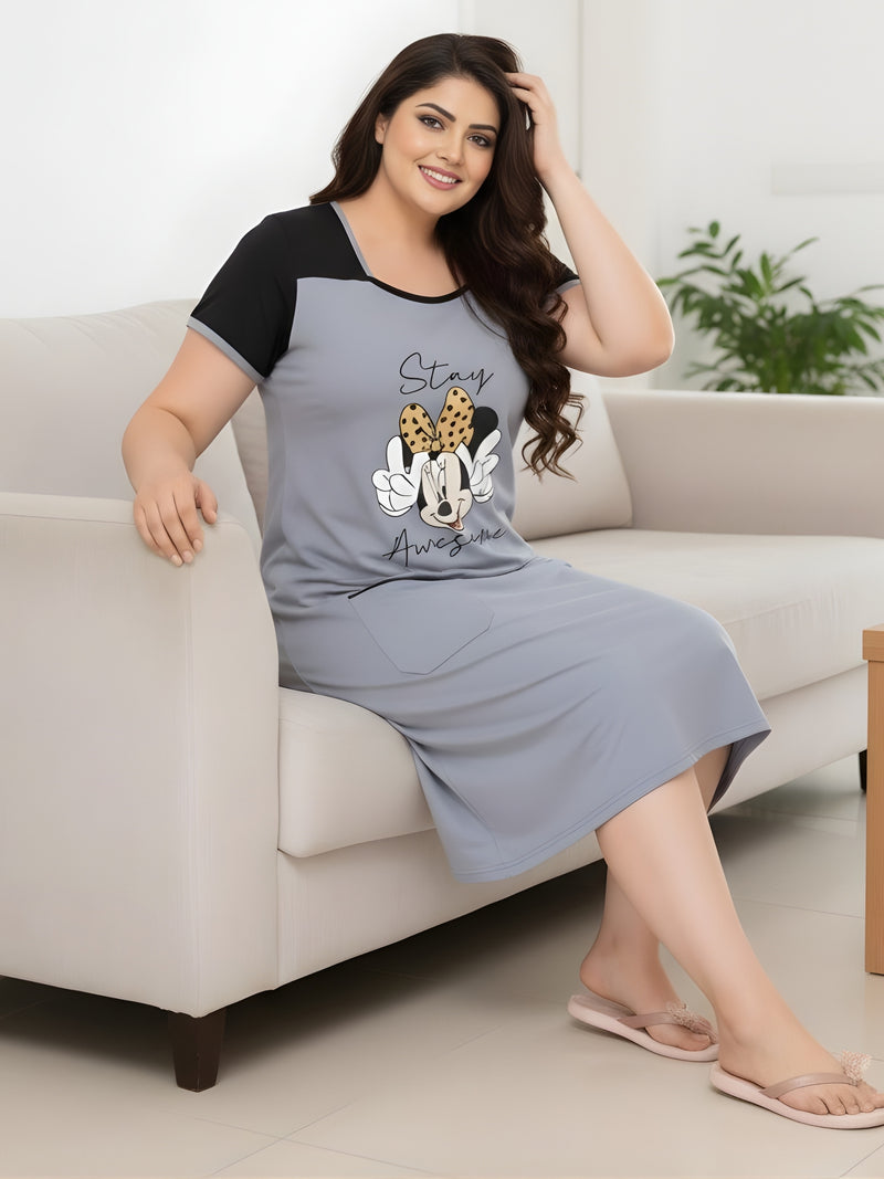 Comfort Night Wear Series Plus Size Printed Night Dress