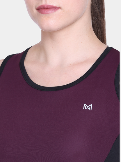 White Moon, Sleeveless Gym T Shirt for Women Workout (Maroon)