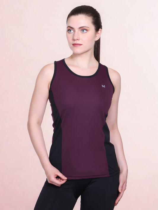 White Moon, Sleeveless Gym T Shirt for Women Workout (Maroon)