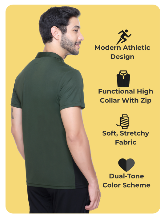 White Moon Gym T Shirt for Men Workout - Running, Dryfit Tshirt for Men (Olive)