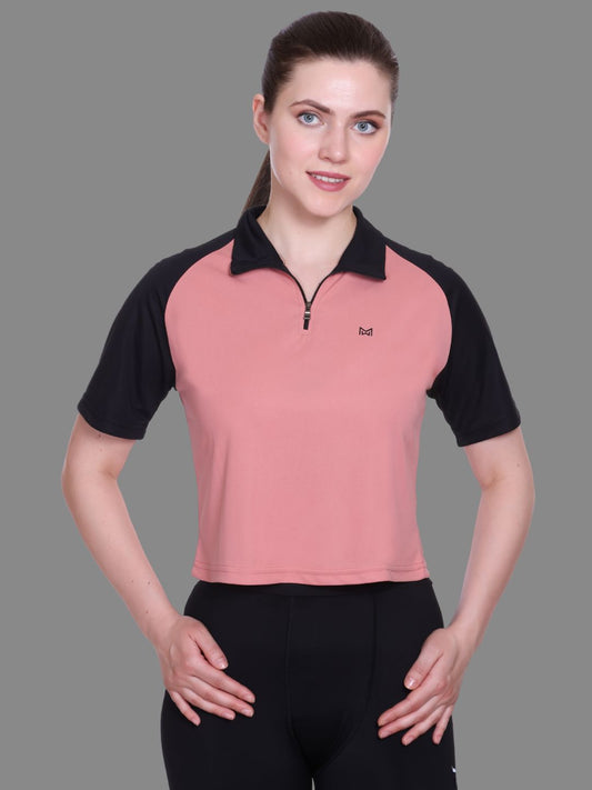 White Moon Women Crop Gym T Shrit/ Top (Onion)