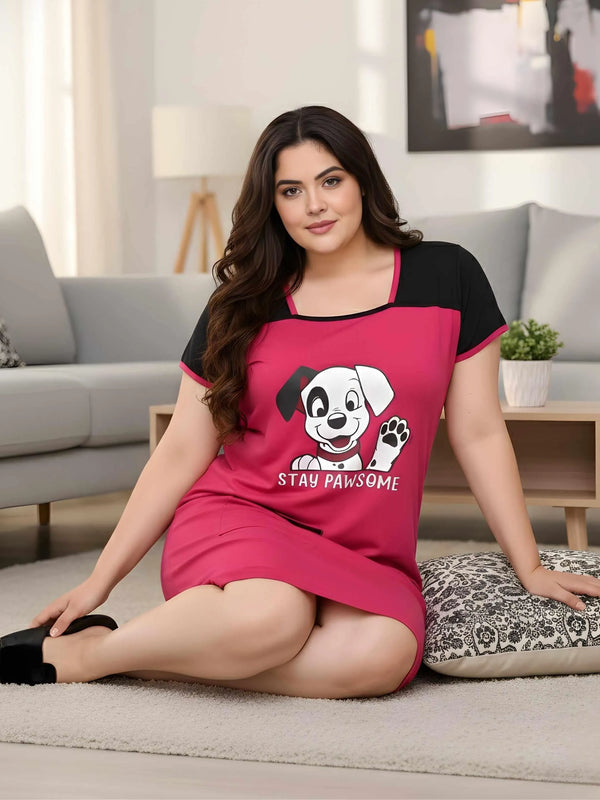 Comfort Night Wear Series Plus Size Printed Night Dress