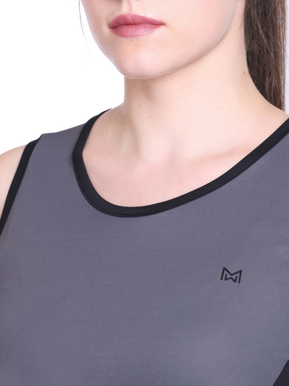 White Moon, Sleeveless Gym T Shirt for Women Workout (Grey)