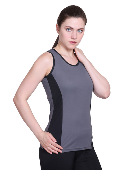 White Moon, Sleeveless Gym T Shirt for Women Workout (Grey)