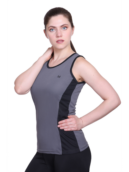 White Moon, Sleeveless Gym T Shirt for Women Workout (Grey)