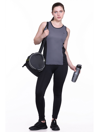 White Moon, Sleeveless Gym T Shirt for Women Workout (Grey)