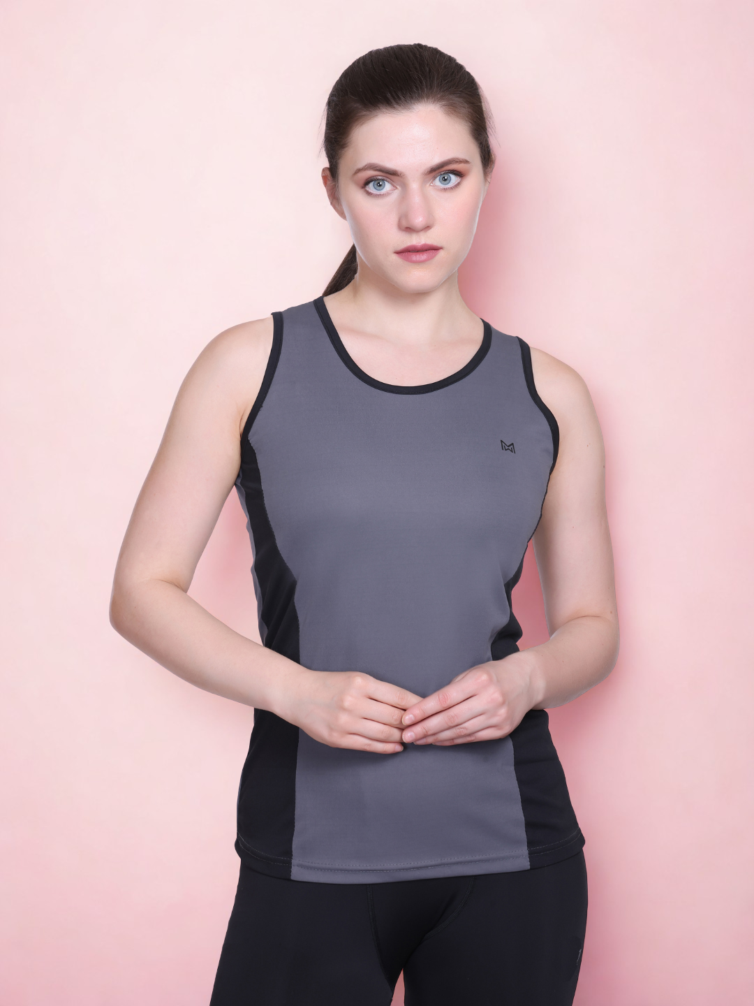 White Moon, Sleeveless Gym T Shirt for Women Workout (Grey)