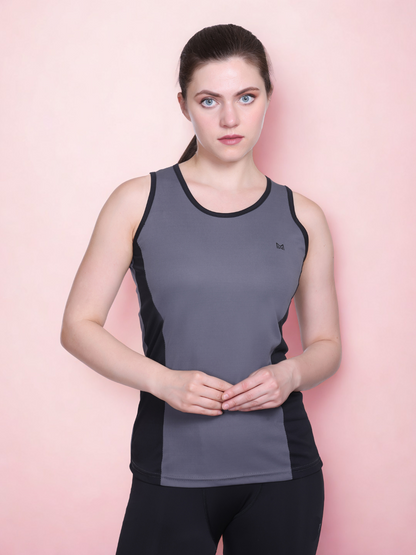 White Moon, Sleeveless Gym T Shirt for Women Workout (Grey)