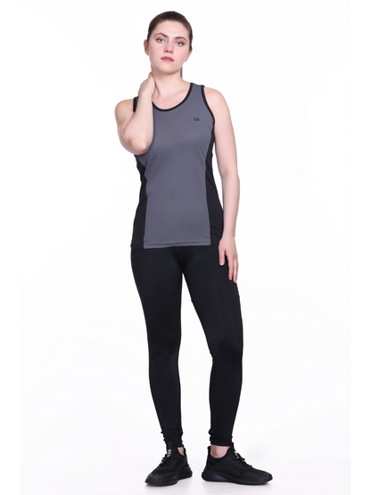 White Moon, Sleeveless Gym T Shirt for Women Workout (Grey)